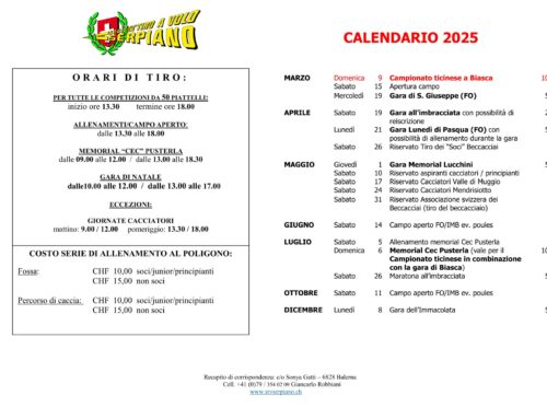 CALENDARIO PROGRAMMA 2025