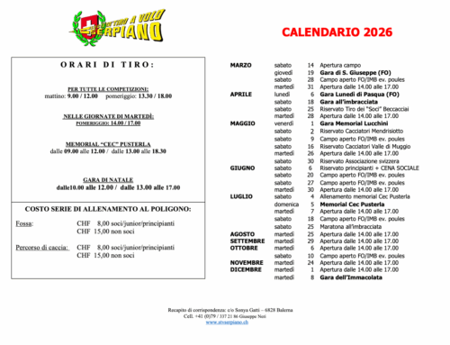 CALENDARIO PROGRAMMA 2026